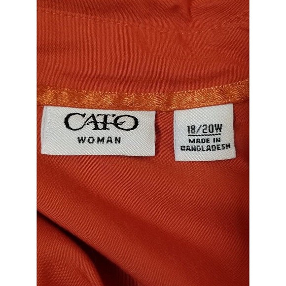 Cato Women Size 18/20 Womens Pearlized Button Front Roll Tab Sleeve Orange - Picture 6 of 7